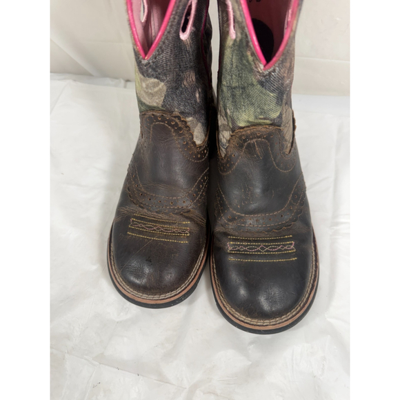 Ariat Fatbaby Western Camo Brown Leather Ranch Cowboy Boots 10006854 Womens 6B - Picture 12 of 16